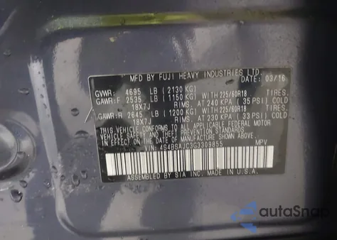 2016 Subaru Outback 2.5I Limited из США, поврежденный, VIN 4S4BSAJC3G3309855